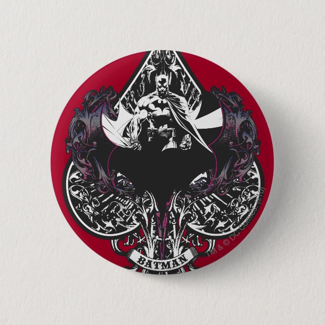 Batman Ace of Spaces Gothic Crest 6 Cm Round Badge (Front)