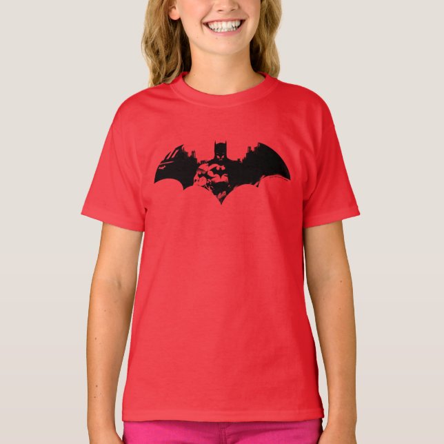 Batman and Gotham Silhouette Bat Logo T-Shirt (Front)