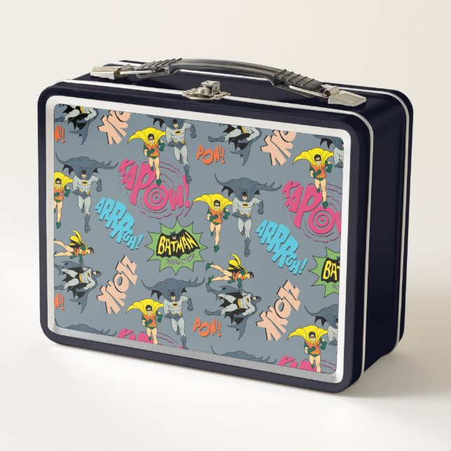 Batman And Robin Action Pattern Metal Lunch Box (Front)