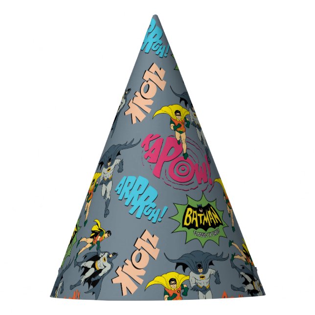 Batman And Robin Action Pattern Party Hat (Front)