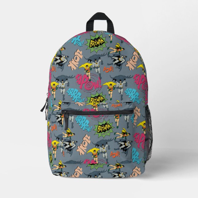 Batman And Robin Action Pattern Printed Backpack (Front)
