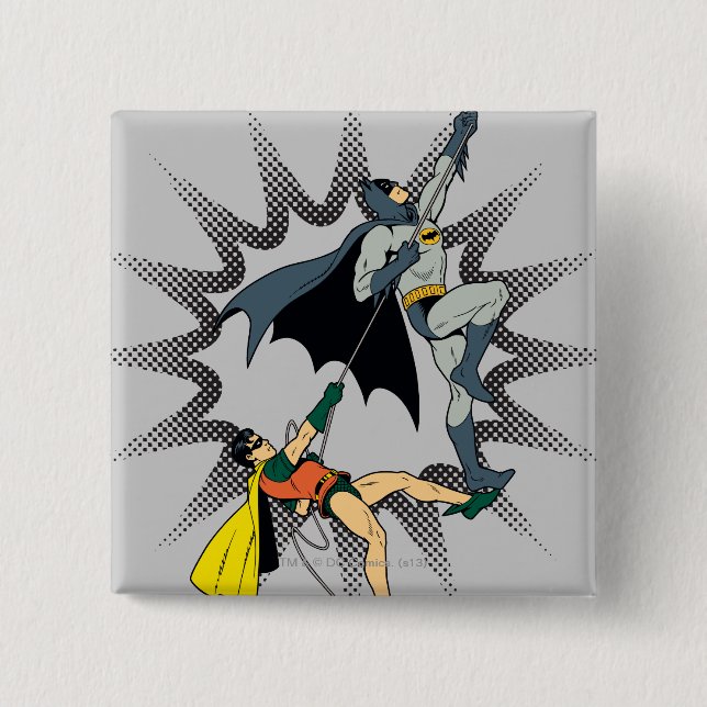 Batman And Robin Climb 15 Cm Square Badge (Front)