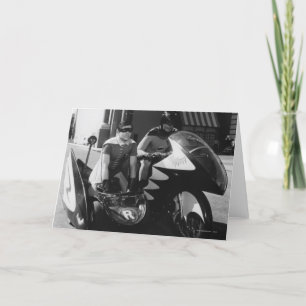 Batman and Robin in Batcycle Card