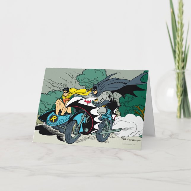 Batman And Robin In Batcycle Card (Front)