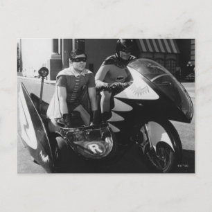Batman and Robin in Batcycle Postcard
