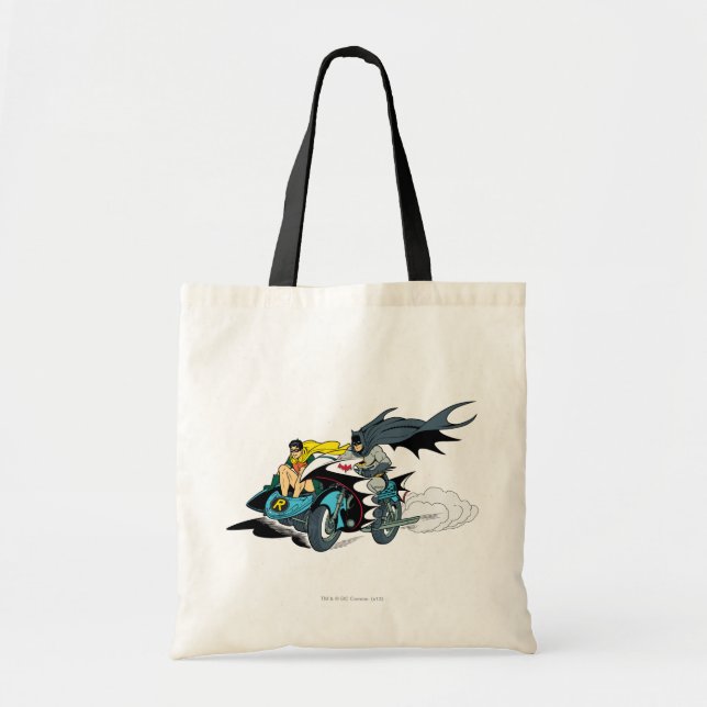Batman And Robin In Batcycle Tote Bag (Front)