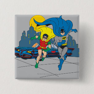 Batman And Robin Running 15 Cm Square Badge