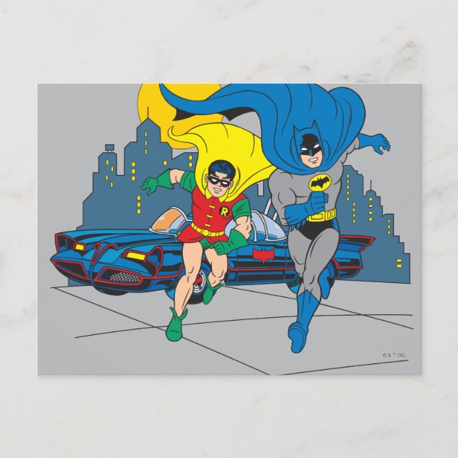 Batman And Robin Running Postcard (Front)