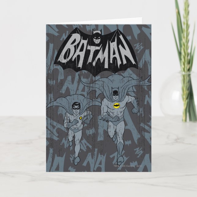 Batman And Robin With Logo Distressed Graphic Card (Front)