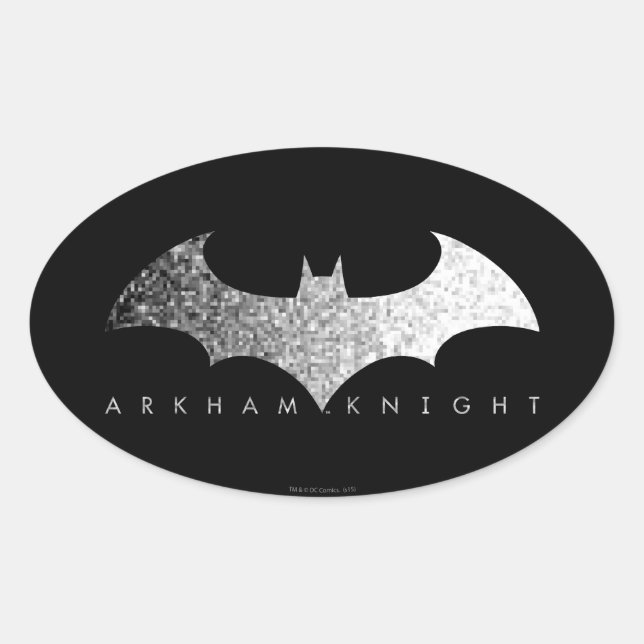Batman Arkham Knight Pixel Logo Oval Sticker (Front)