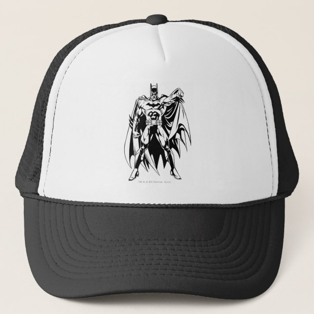 Batman Black and White Front Trucker Hat (Front)