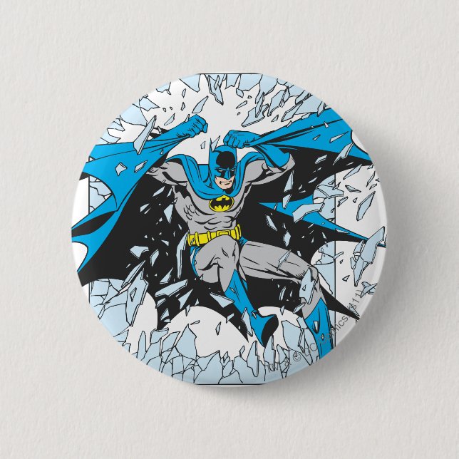 Batman Bursts Through Glass 6 Cm Round Badge (Front)