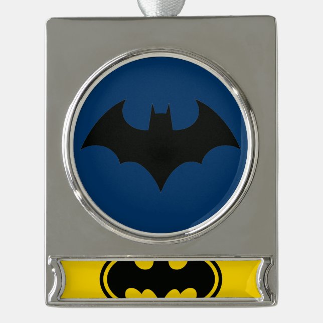 Batman Button  Silver Plated Banner Ornament (Front)