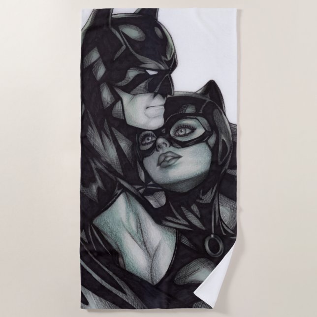 Batman & Catwoman ~ Bruce wayne & Selina Kyle Beach Towel (Front)