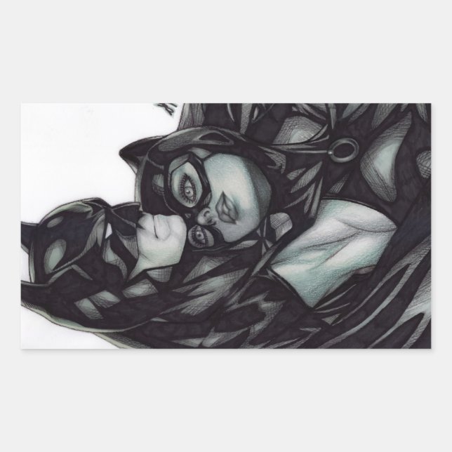 Batman & Catwoman ~ Bruce wayne & Selina Kyle Rectangular Sticker (Front)