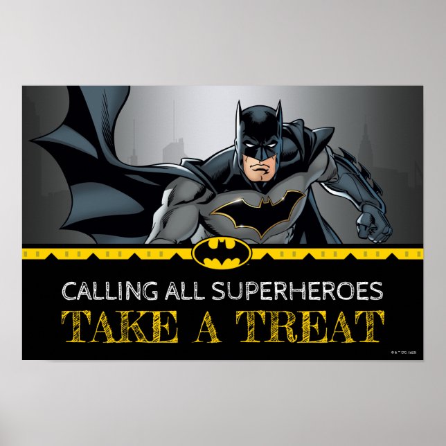 Batman | Chalkboard Birthday Take A Treat Sign (Front)
