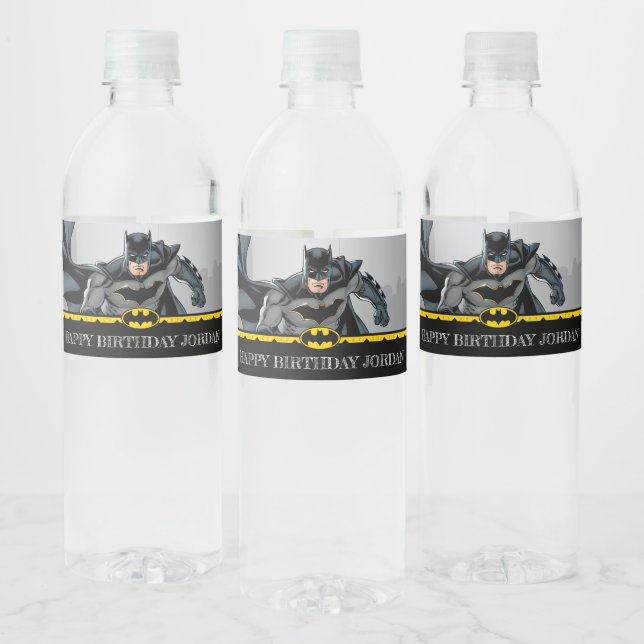 Batman | Chalkboard Happy Birthday Water Bottle Label (Bottles)