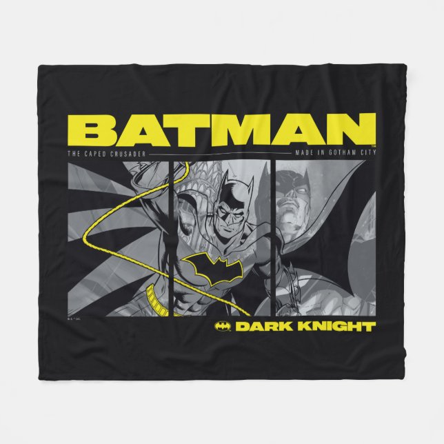 Batman Comic Tri-Panel Graphic Fleece Blanket (Front (Horizontal))