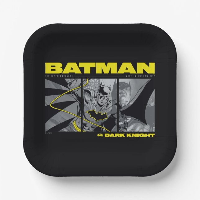 Batman Comic Tri-Panel Graphic Paper Plate (Front)