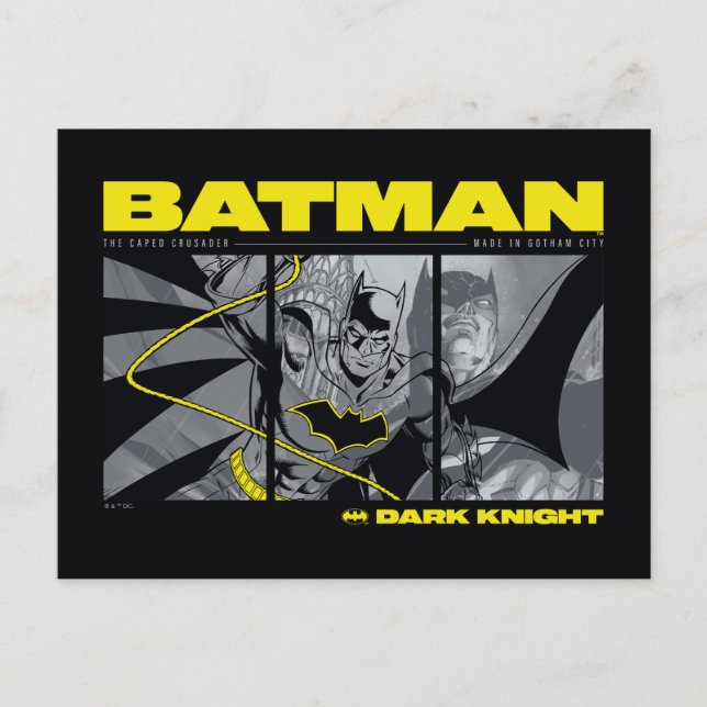 Batman Comic Tri-Panel Graphic Postcard (Front)