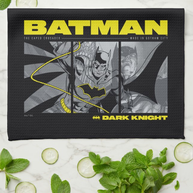 Batman Comic Tri-Panel Graphic Tea Towel (Folded)