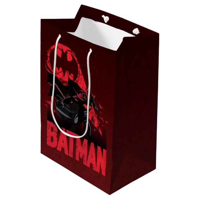 Batman Crimson Bat Signal Medium Gift Bag (Front Angled)
