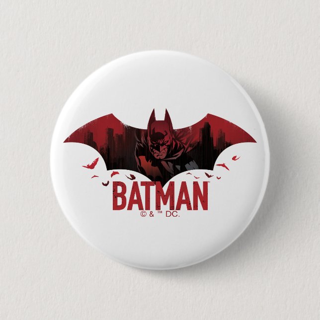 Batman Crimson Gotham Icon 6 Cm Round Badge (Front)