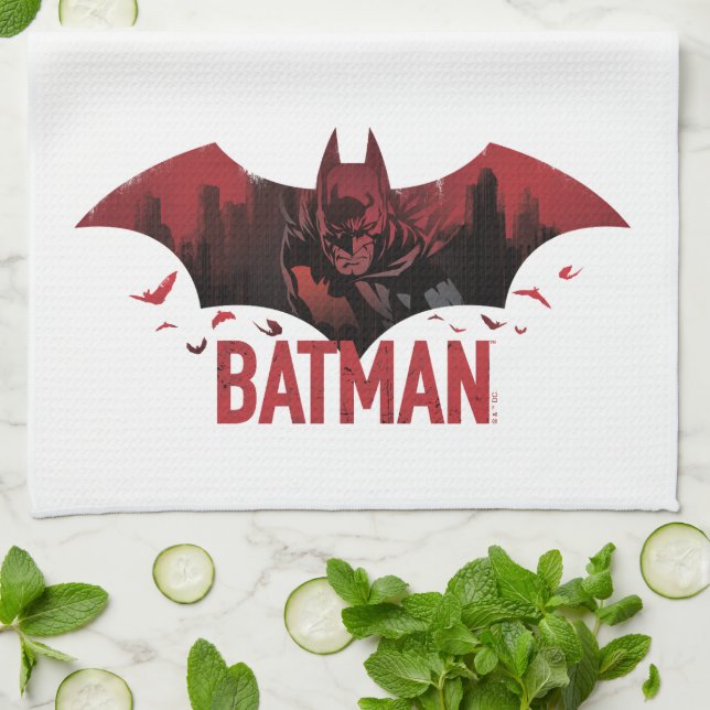 Batman Crimson Gotham Icon Tea Towel (Folded)