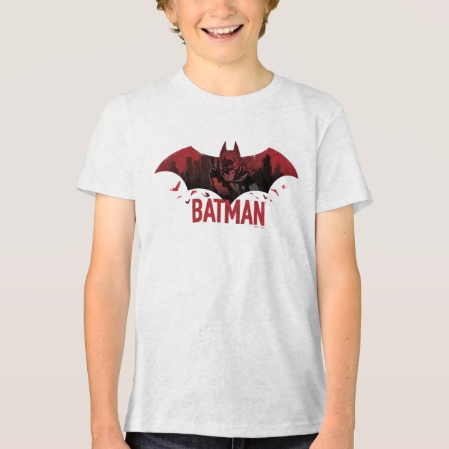 Batman Crimson Gotham Icon Tri-Blend Shirt (Front)