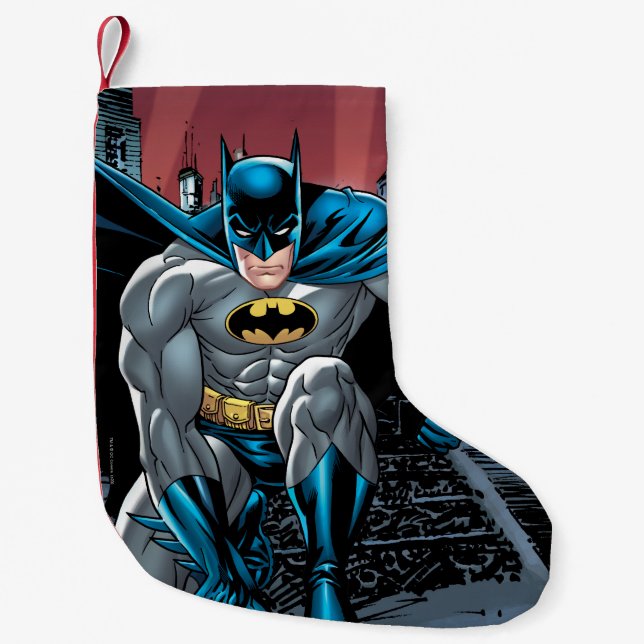 Batman Crouches 2 Small Christmas Stocking (Front)