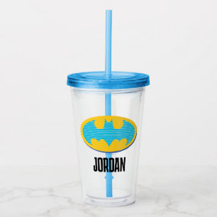 Batman   Cyan Stripes Symbol Acrylic Tumbler