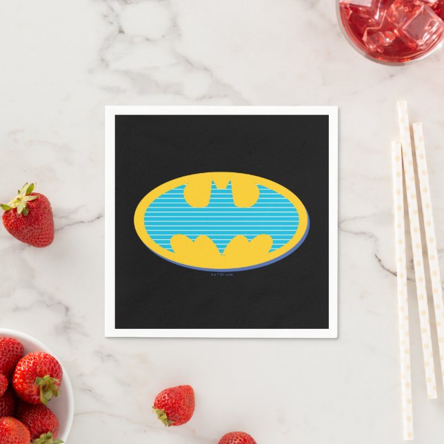 Batman | Cyan Stripes Symbol Napkin (Insitu)