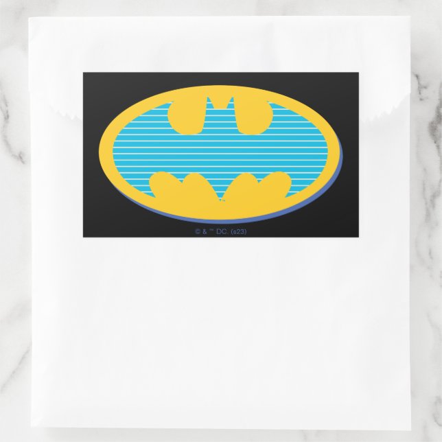 Batman | Cyan Stripes Symbol Rectangular Sticker (Bag)