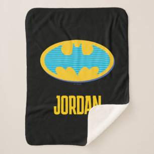 Batman   Cyan Stripes Symbol Sherpa Blanket