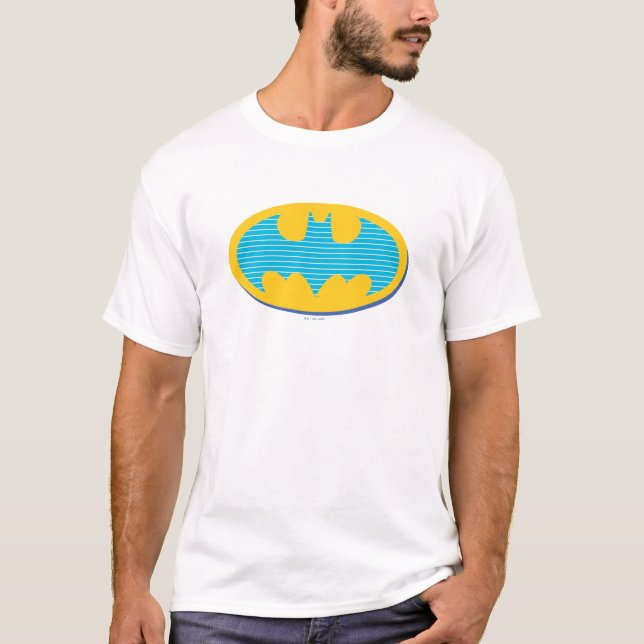 Batman | Cyan Stripes Symbol T-Shirt (Front)
