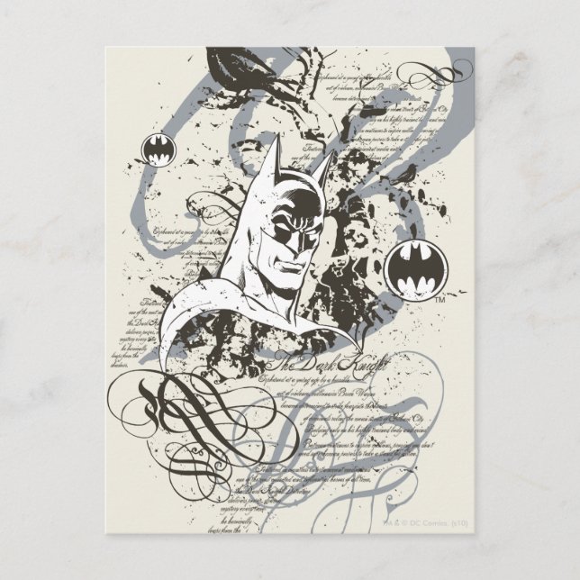 Batman Dark Knight Manuscript Montage Postcard (Front)