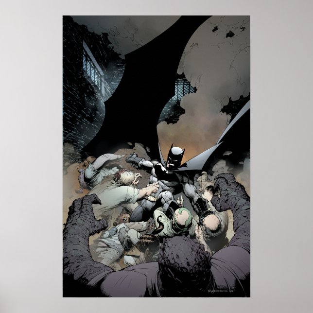 Batman Fighting Arch Enemies Poster (Front)