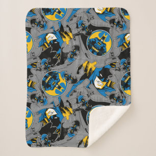 Batman Full Throttle Toss Pattern Sherpa Blanket