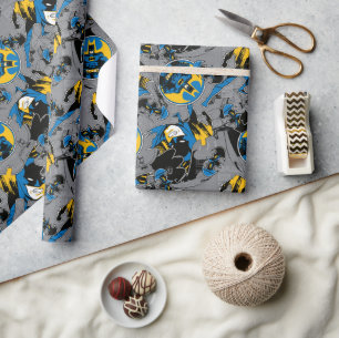 Batman Full Throttle Toss Pattern Wrapping Paper