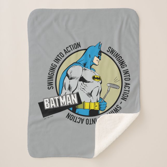 Batman Golfing - Swinging Into Action Sherpa Blanket (Front)
