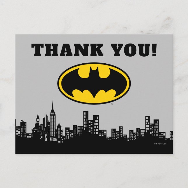 Batman Gotham City Birthday Thank You Card (Front)