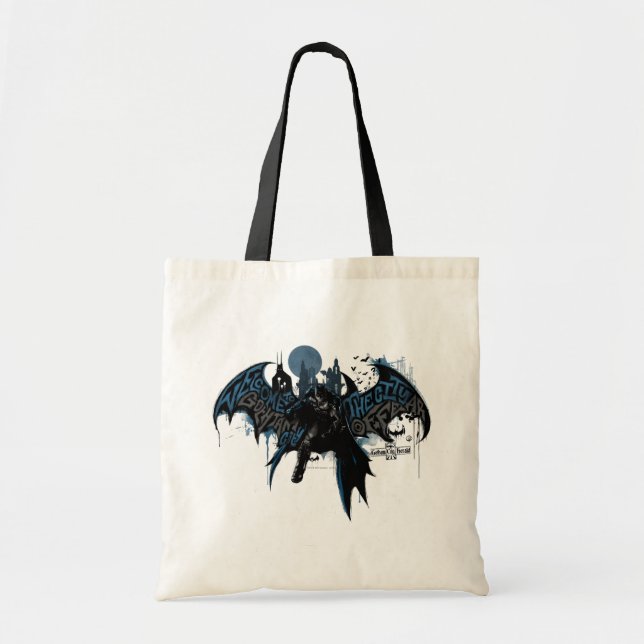 Batman Gotham City Paint Drip Graphic Tote Bag (Front)