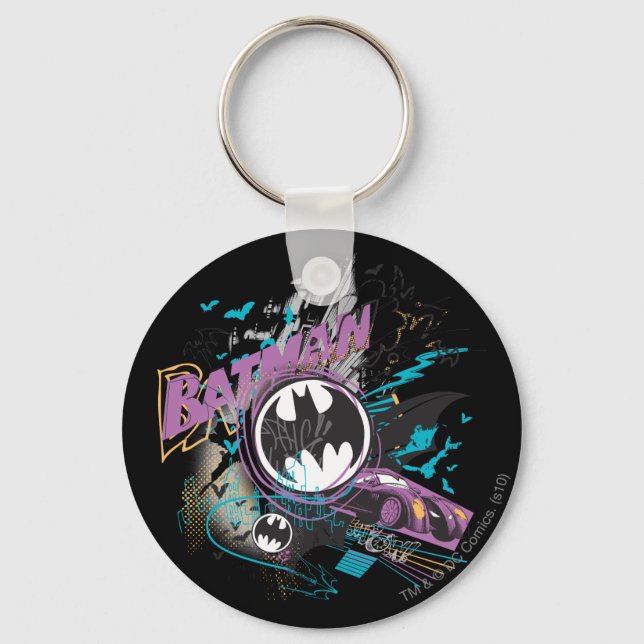 Batman Gotham Skyline Sketch Key Ring (Front)