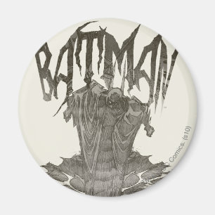Batman Graphic Novel Pencil Sketch Beige Logo Magnet