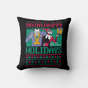 Batman   Happy Holidays Joker & Harley Quinn Cushion