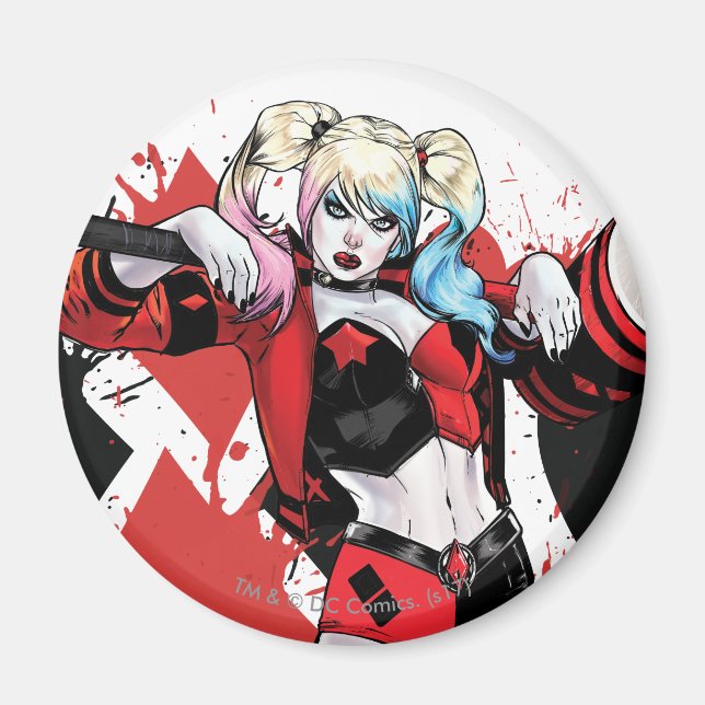 Batman | Harley Quinn Hearts & Diamonds Splatter Magnet (Front)