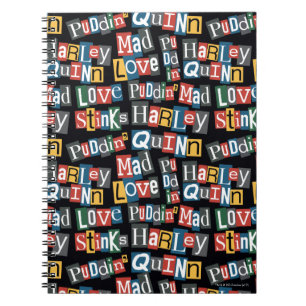 Batman   Harley Quinn Ransom Note Style Pattern Spiral Notebook