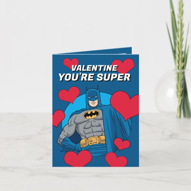 Batman Hearts | Happy Valentine's Day Note Card (Front)