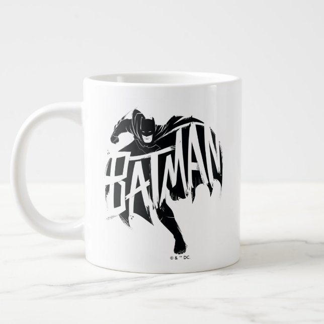 Batman Ink Brush Name Large Coffee Mug (Left)
