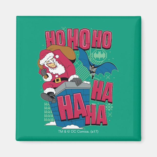 Batman | Joker Santa Claus Climbing Out Chimney Magnet (Front)